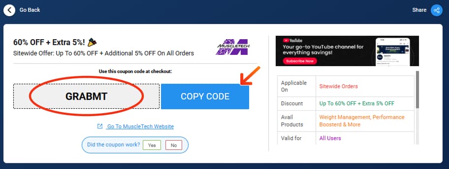 MuscleTech Coupon Codes