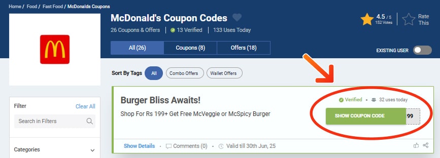 McDonald's Promo code