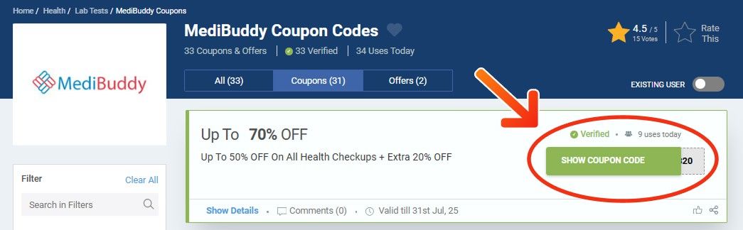 MediBuddy Coupons