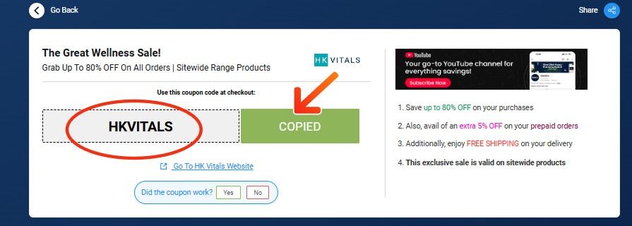 HK Vitals Promo Codes