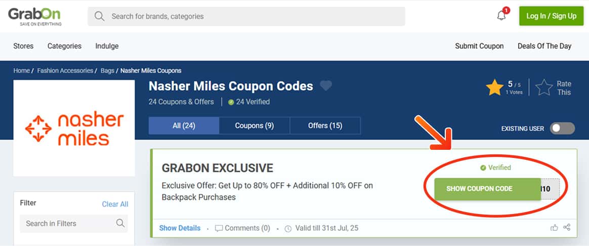 Nasher Miles Coupon Codes