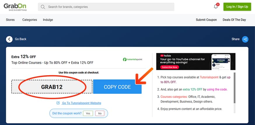 Tutorialspoint discount Codes