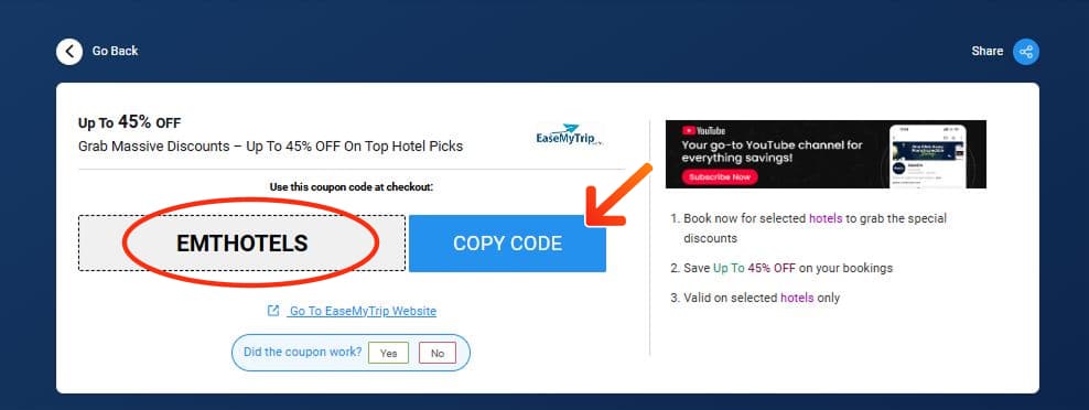 EaseMyTrip Coupon Codes