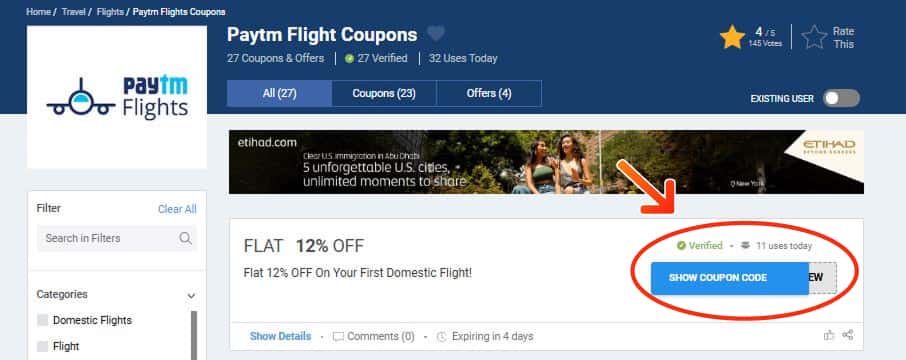 Paytm Flight Coupons