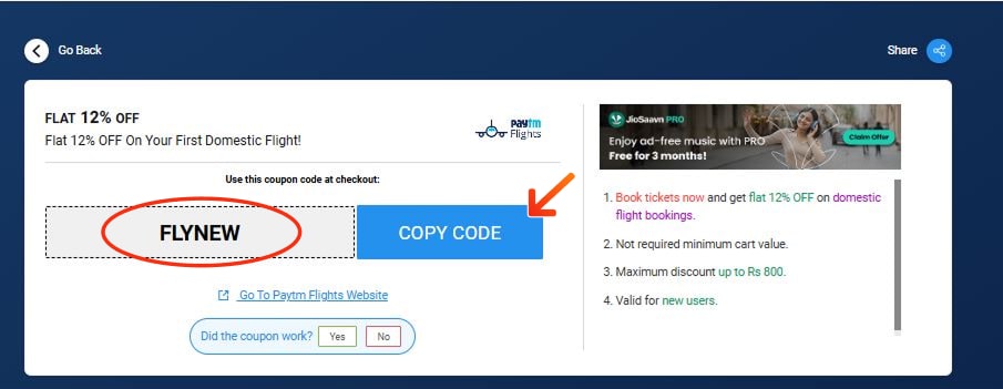 Paytm Flight Coupon Codes