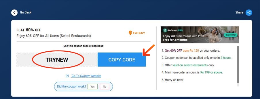 Swiggy Coupon Codes