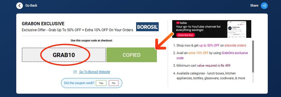 Borosil Coupon Codes