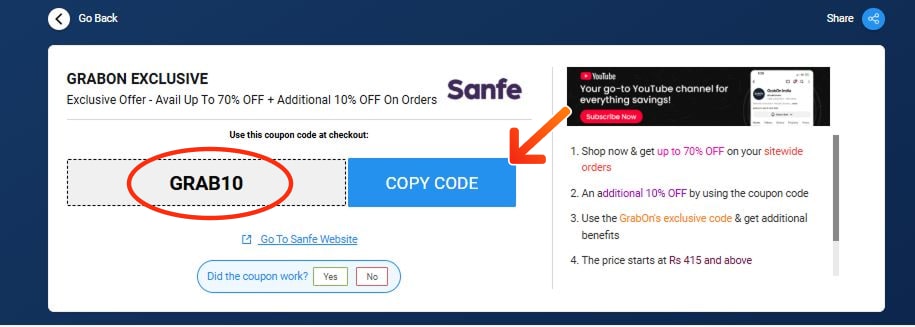 Sanfe Coupon Codes