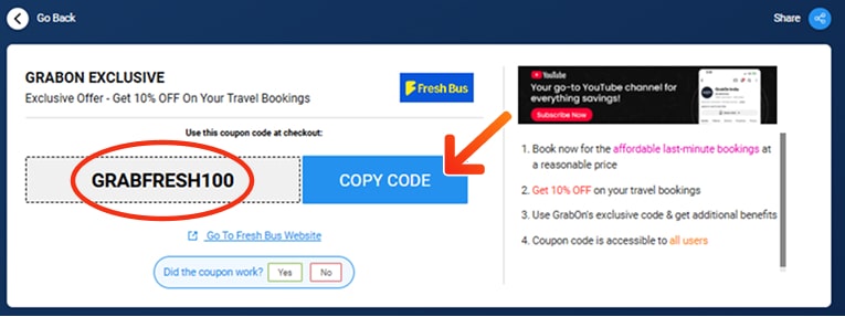 fresh bus Coupon Codes