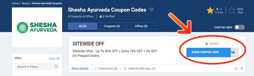 Shesha ayurveda Coupon Codes