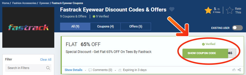 Fastrack Eyewear Coupon Codes