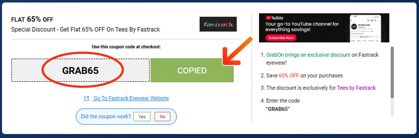 Fastrack Eyewear Coupon Codes