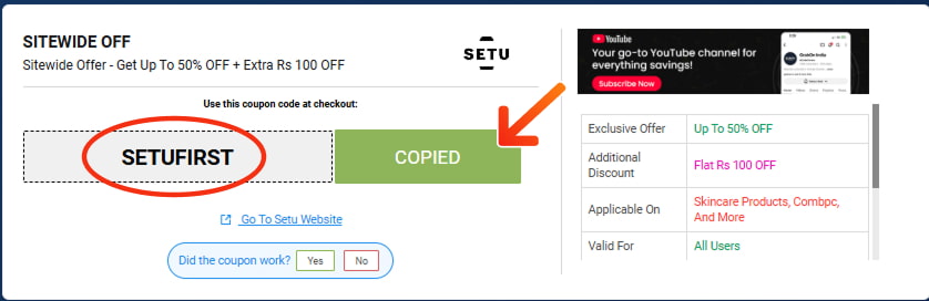 Setu Coupons