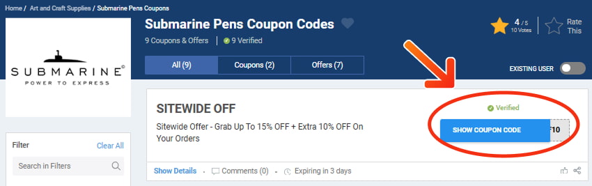 Submarine Pens Coupon Codes
