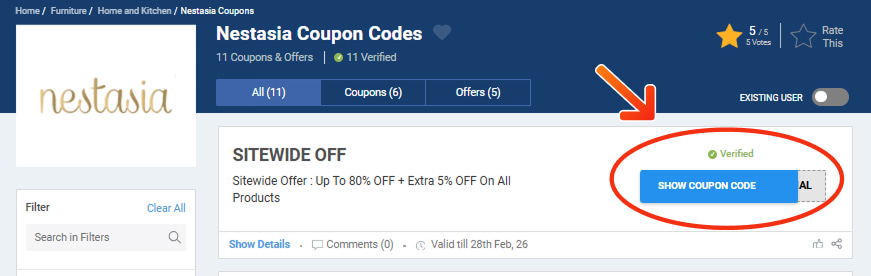 Nestasia Coupon Codes