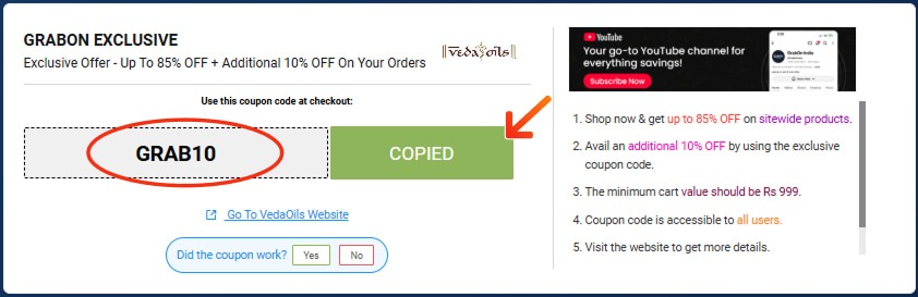 VedaOils Promo Codes