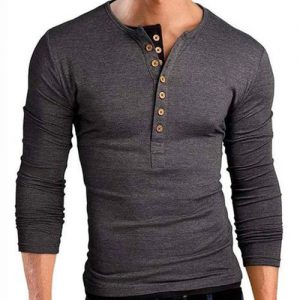Henley-Y-Neck-T-Shirt