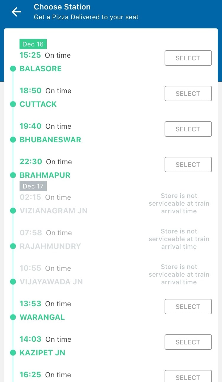 choose station for order delivered