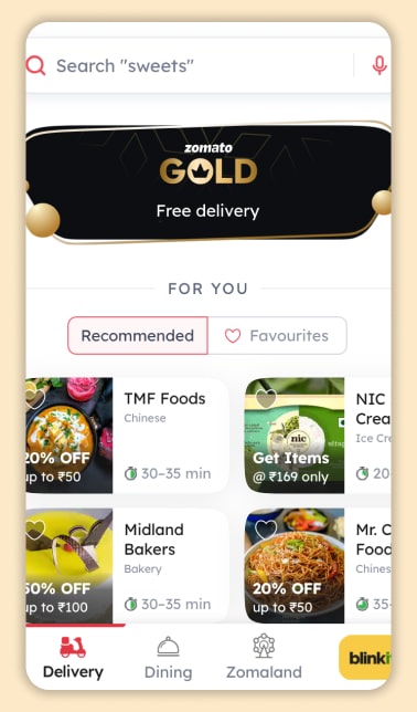 Zomato Gold Menu