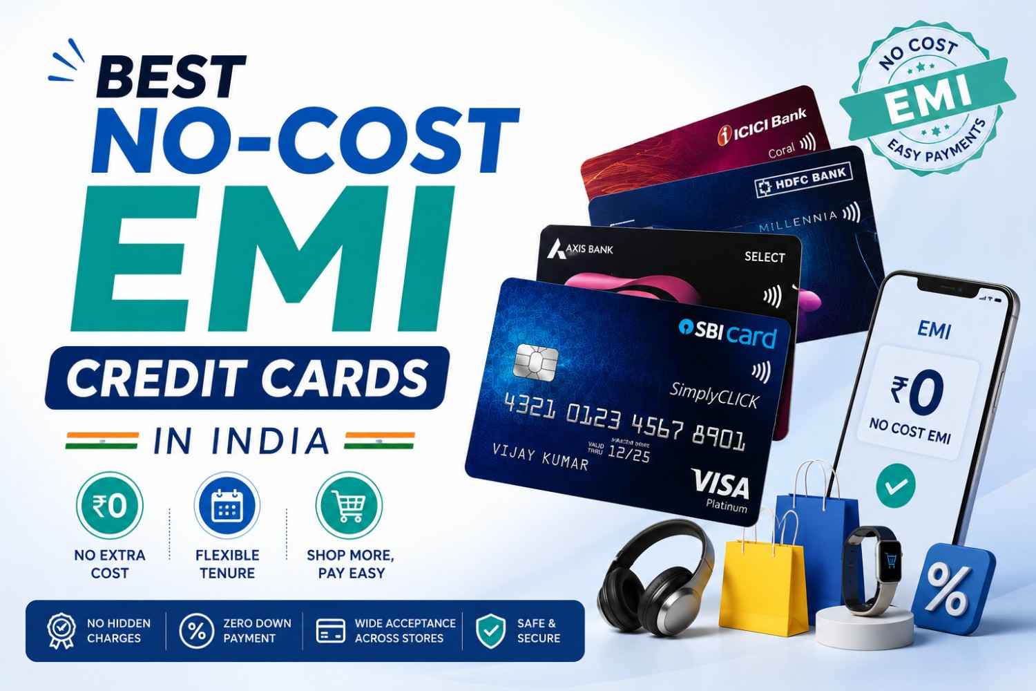 best no cost emi credit cards in india