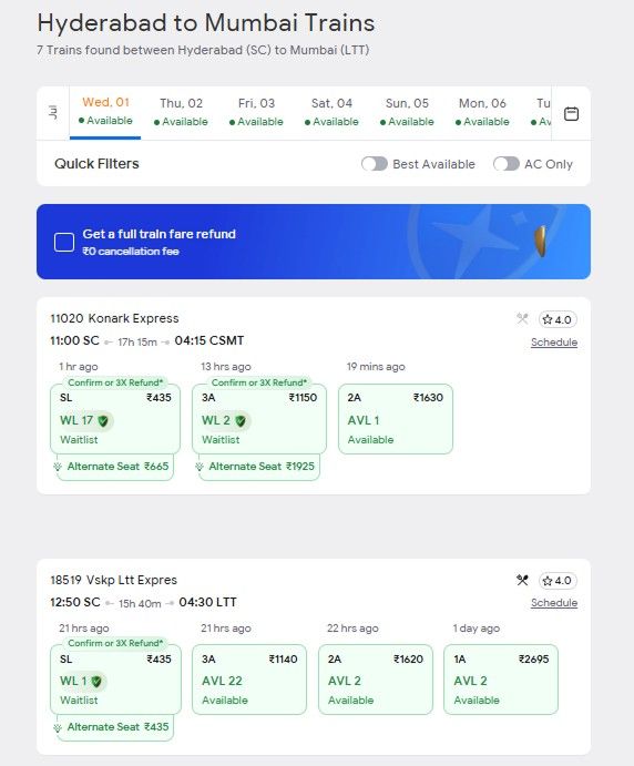 book using the alternate travel plan feature