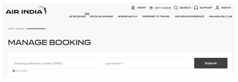 cancel an air india ticket using the website