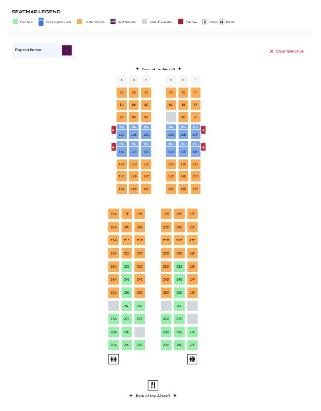 choose your seat and add extras