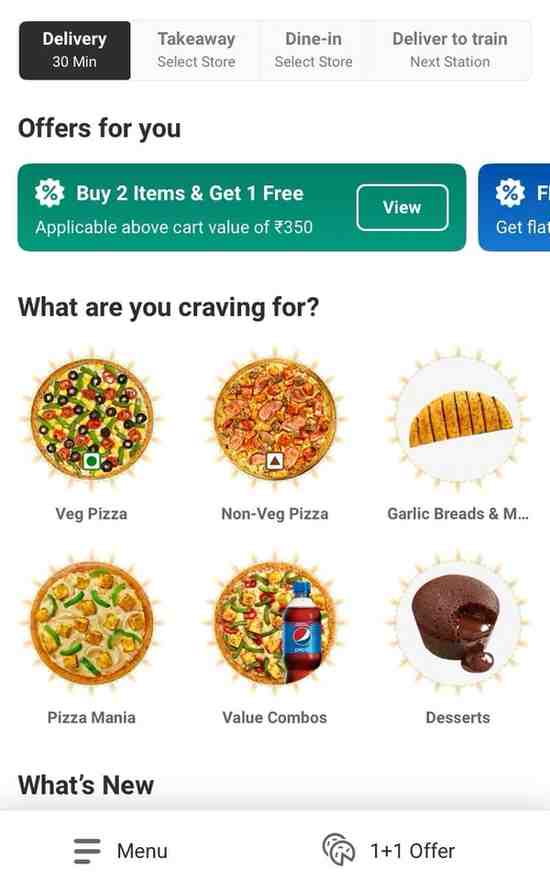 dominos pizza category
