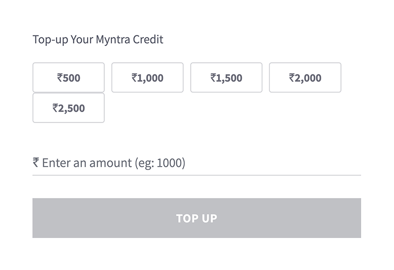 topup myntra credit