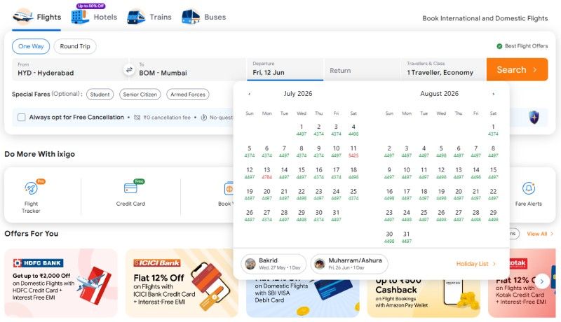 use the fare calendar